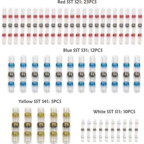 50Pcs Waterproof Heat Shrink Sordering Terminals Seal Solder Sleeve Tube Insulated Butt Electrical Wire Connectors For 22-10AWG