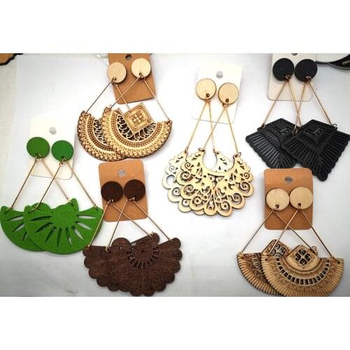 6pairs/lot !!Newest Drop Wooden Earrings can mixed 6 designs