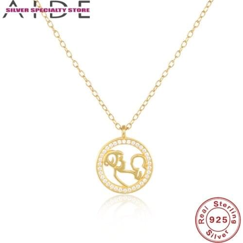 Aide S925 Silver Necklaces For Women 2021 Trend Mama Clavicle Chain Mothers Day Gifts Jewelry Necklace Round Pendant Collars