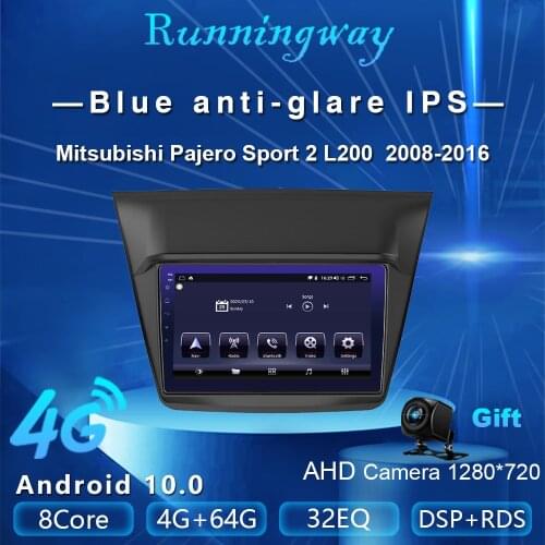 Runningway Android 10.0 5G Car DVD For Mitsubishi PAJERO Sport L200 Triton 2008-2016 4G+64G Car Radio Multimedia Player GPS