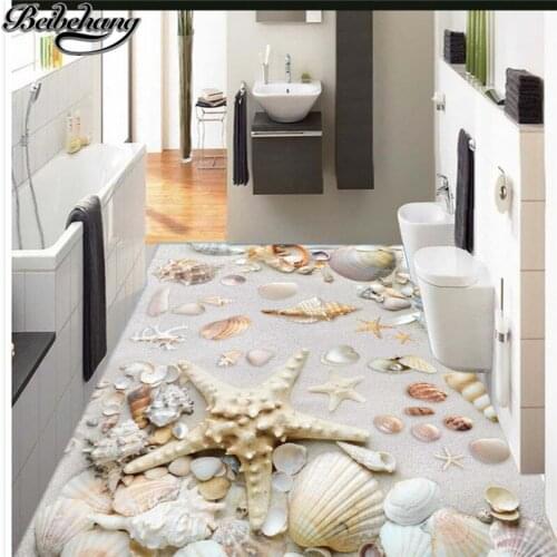 Beibehang Custom large ocean 3D shell world floor living room bathroom floor painting design decorative 3d floor painting