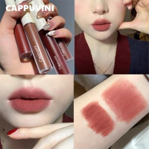 CAPPUVINI Small white tube Lip Glaze Makeup Waterproof Lasting Moisturizing Not Easy To Fad Lip Gloss Lipstick Cosmetics TSLM1