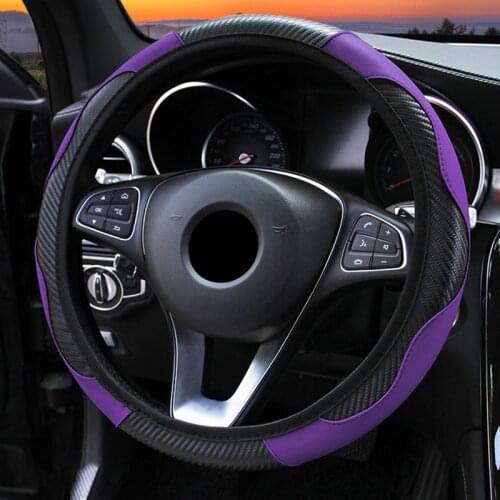 Car Steering Wheel Cover Non-slip Auto Steering Wheel Cover Universal Carbon Fiber without Inner Ring Car Styling