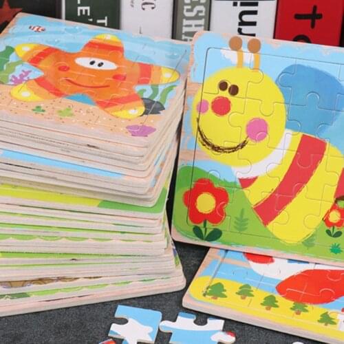 Wooden Puzzle 16 Pieces Exquisit Cartoon Animal Painting Jigsaw Toy Baby Hand-on Ability Education Jigsaw Puzzle Toy 15*15*0.5CM