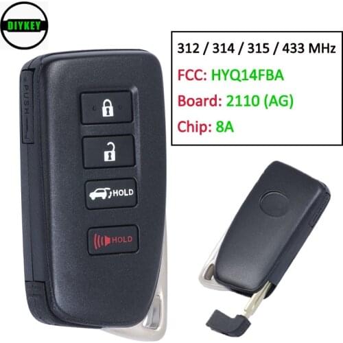 DIYKEY AG Board 2110 Smart Remote Key Fob 312 / 314 / 315 / 433MHz (SUV) for Lexus LX570 NX200T NX300 NX300H 8A Chip HYQ14FBA