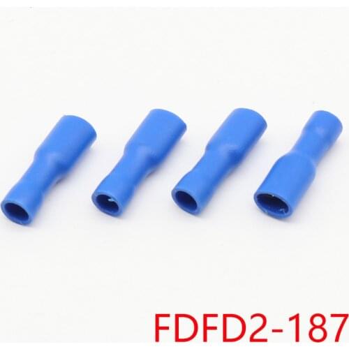 FDFD2-187 FDFD2.5-187 Female Insulated Electrical Crimp Terminal for 1.5-2.5mm2 Connectors 100PCS/Pack Cable Wire Connector FDFD