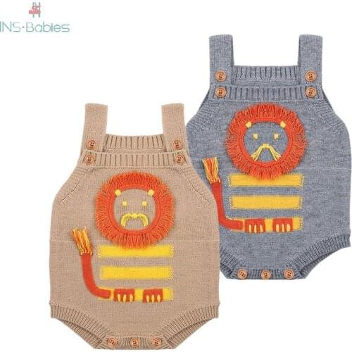 Baby Bodysuit Newborn Jumpsuit Childrens Clothing Summer Cotton Clothes Boys Lion Body Suit Kids Girls Suspenders Knitting Suit
