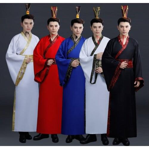 Ancient Chinese Costume Stage Performance Outfit Dynasty Hanfu Satin Robe Chinese Traditional Chinese Clothing For Men DN2129