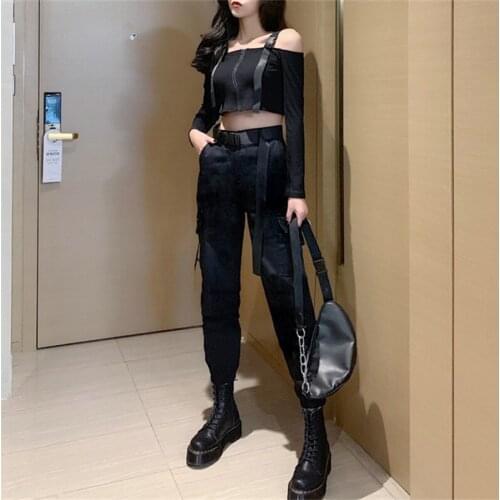 Hip-Hop Style Suit Womens 2019 Summer Fashion High Waist Belt Two-Piece Set Street Style Suit Ladies Personality Clothing Cool