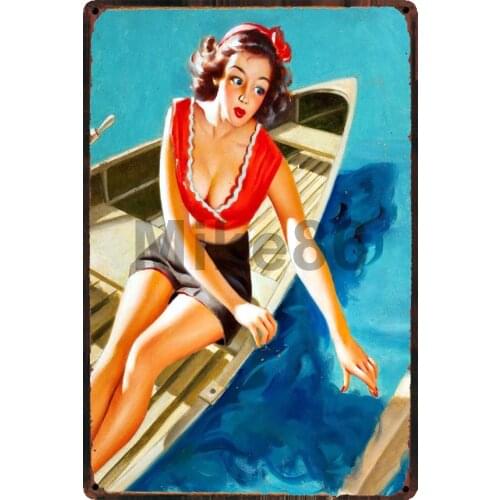 [ Mike86 ] Pin up Boat Tin Sign Gift Wall Posters ART Nostalgia Iron Painting Bar Craft Decor 20*30 CM SL-9085