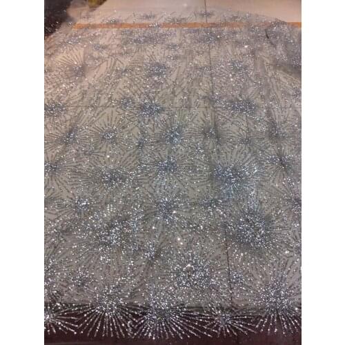 Fashion 5yards glued print glitter tulle mesh fabric hot sale SYJ-3914 for evening dress