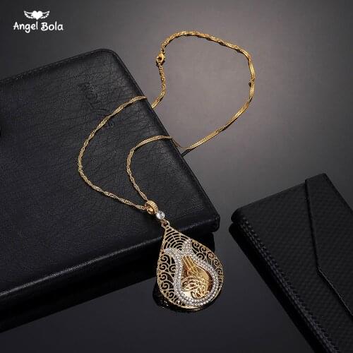 Crystal Muslim New Turkey Islam Coin Necklace for Women Gifts Gold Color Arabic Coins Allah Jewelry Wholesale Turk Pendants