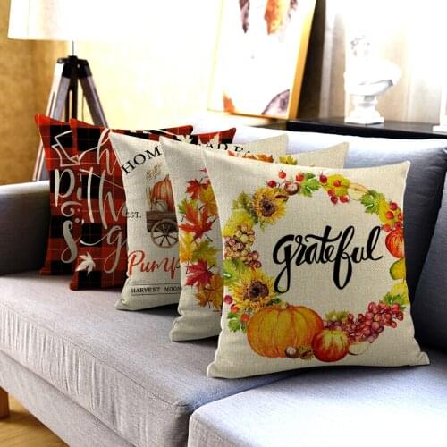 Fuwatacchi Thanksgiving Day Decorative Cushion Cover Pumpkin Photo Pillow Cover Home Party Holiday DIY Decorations Pillowcases