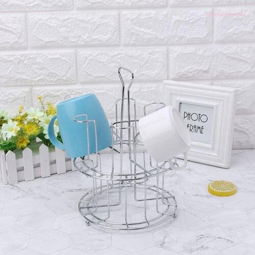 Neko Stylish Mug Tree Iron Holder Coffee Cups Drain Organizer 6 Racks Stand Bottle Dish Drying Kitchen Living Room Accessory