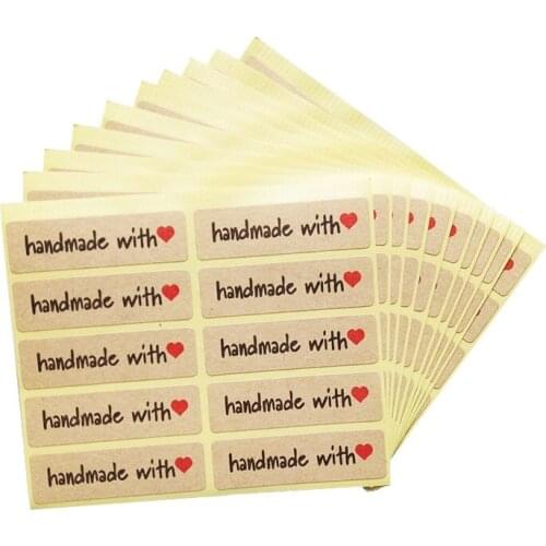 1000pcs/lot Newest Hand Made With Red Love DIY Decoration Gift Sticker Leather Color Scrapbooking Sealing Sticker free shipping