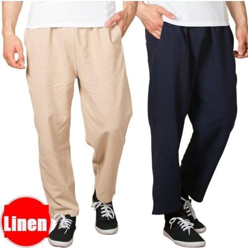2018 New Mens Casual Linen pants Trousers for Spring Summer thin straight loose pants PLUS size 3XL 4XL 5XL 6XL 7XL