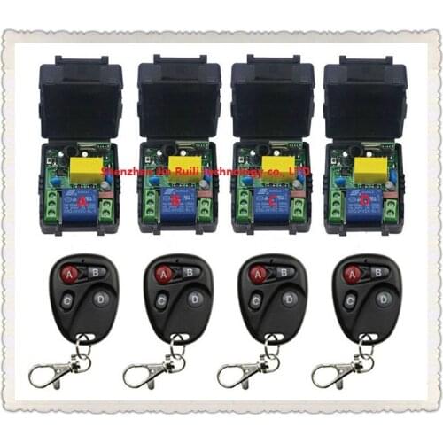 New AC220V 1CH Radio Controller RF Wireless Relay Remote Control Switch 315 MHZ 433 MHZ 4Transmitter +4 Receiver --JRL220V-89