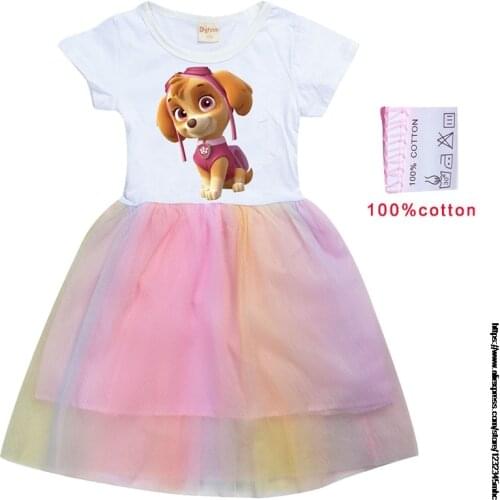 New Fashion Baby Girls Dress Summer Dress Cartoon PAW PATROL Dress Princess Dress Childrens Girl Clothing 2-10Years