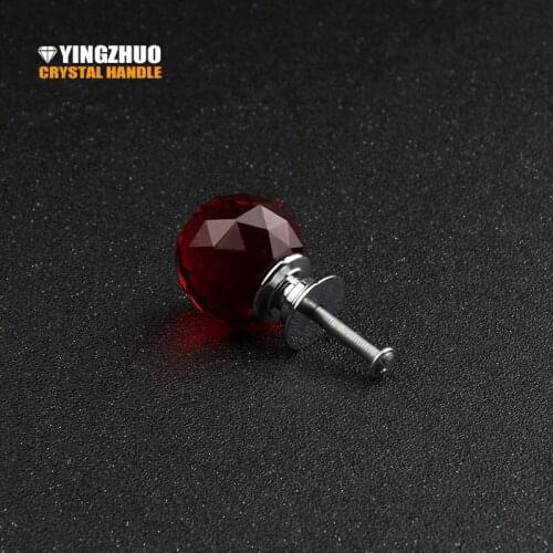 Popular Hardware 5pcs 30mm Ball Shape Clear Transparent Crystal Glass Drawer Cabinet Pull Handle Knob Free Shipping Yz-2003-red