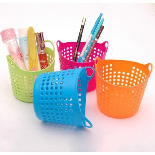 Portable Mini Plastic Stationery Cosmetic Desk Storage Basket Organizer Holder Storage Box Kitchen Accessories