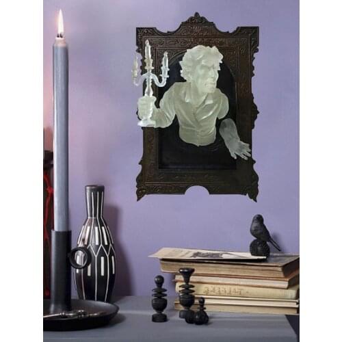 Ghost In The Mirror Halloween Resin Luminous Out Of The Mirror Spooky Wall Sculptures Frame Ornaments Family Bedroom 30X20 cm