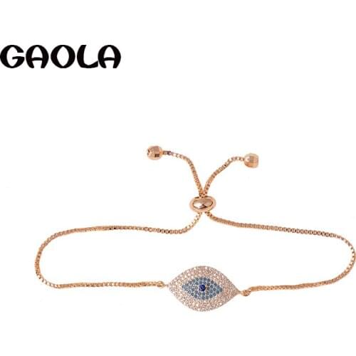 GAOLA Luxury AAA CZ Crystal Multicolour Stones Turkish Style Eye Shaped Tennis Bracelet GLS0681