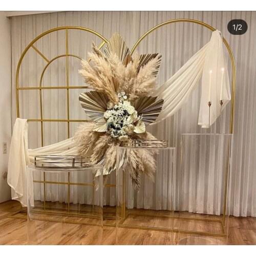 2pcs Luxury Wedding Iron Door Frame Backdrops Arch Screen Divider Flower Plinths Display Stage Party Birthday Background Props