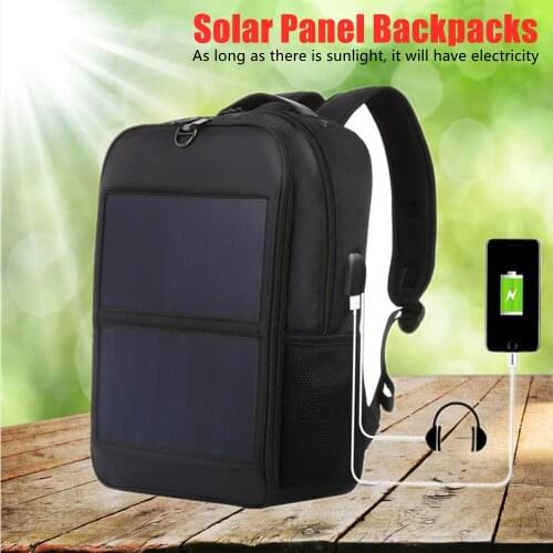14W Outdoor Solar Panel Power Backpacks Multifunction Breathable Mens Business Backpack Laptop Bag USB Charging Travel Backpack