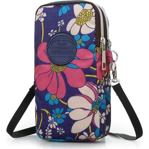 Cartoon flower Bolso kiple SPORTS Universal Wallet Bag Iphone7 PlusPortable Case for iPhone 6s mobile phone Shoulder bag holster
