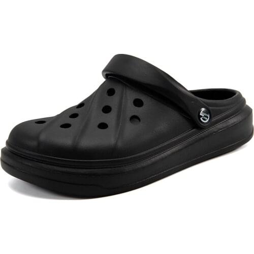 Sandals Men & Women 36-45 Size Crocks Summer Hole Shoes Round Head Clogs EVA Durable Fashion Black Outdoor Sandals Slippers