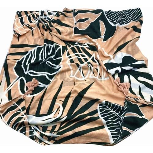 2020 Newest Women Leaf Pattern Cotton Tassel Scarf 10pcs/lot