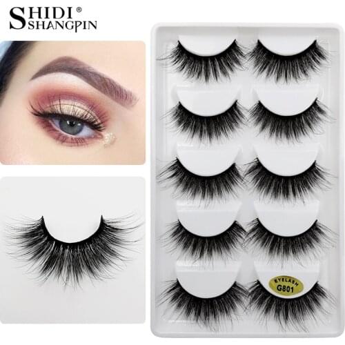 SHIDISHANGPIN 5 Pairs Mink Eyelashes Natural Fake Eye Lashes Makeup Handmade 3d Mink Lashes Eyelash Extension Lashes Cilios G801