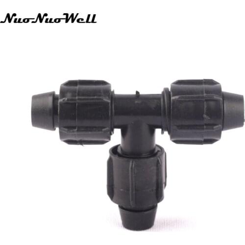 20pcs NuoNuoWell Wholesale 5/8" 16mm Lock Tee Connector Drip Tape Connector for Garden Drip Irrigation Watering Soft Hose joint