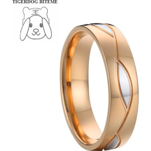 Unique rose gold filled gay men wedding ring anniversary marriage wedding couple finger ring for men and women bicolor