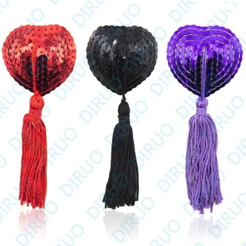 Body jewelry nipple ring Newest 3 Colors Sexy Toy Heart Sequin Bra Tassel Sequin Breast Boobs Self Adhesive Nipple Cover Petals