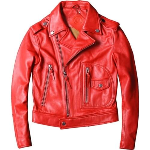 Biker Women Real Sheepskin Leather Jackets Coats Spring Autumn Genuine Leather Jacket Overcoats Lady Streetwear A827
