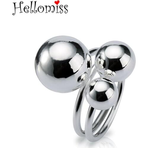 Silver Color Rings for Women Three Buddha Beads Ring Fashion Silver 925 Jewelry Korean Accessories Gifts for Girls Bague Femme