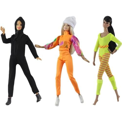 1/6 Dolls Sportswear Yoga Clothes Jogging Ski Suits Black One-Piece Suit Handmade Casual Outfit For 30cm Dolls Accessories