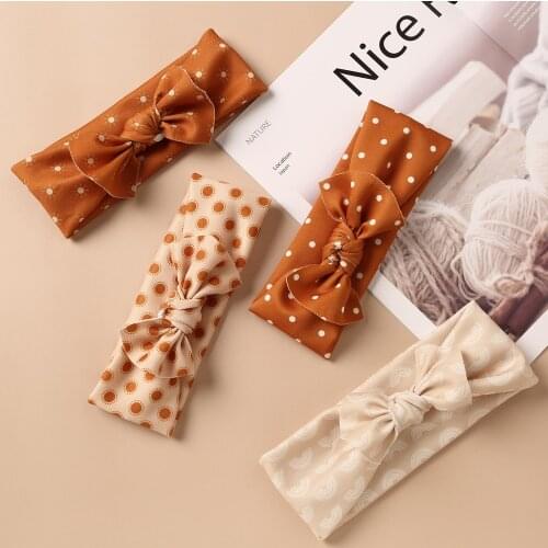 1pcs Baby Girls Wide Nylon Headbands Cute Dot Designed Bows Nylon Headbands Newborn Infants Knot Hair Accessories One Size All