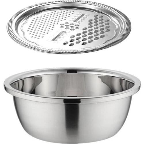 2Pcs/Set Multifunctional Kitchen Graters Cheese With Fruits For Vegetables Stainless Drain Salad Steel Basin J4M4