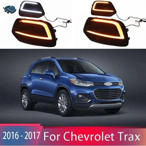 2 Color Daytime LED Driving Running Light For Chevrolet Trax 2016 - 2017 DRL Fog Light White Turn Yellow Day Light 2 pcs