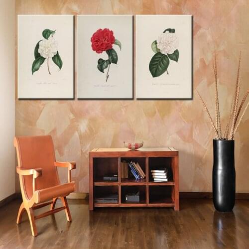 3 Panel HD Colorful Camellia flowers Nordic Simple Canvas Painting Flowers Posters and Prints Wall Pictures Drop Shipping