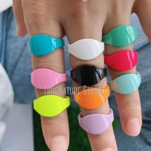 5Pcs RM39144 Copper Ladies Jewelry For Women Ladies For Her Womens Jewelry Oval Ring Colors Enamel Oval Shape Ring