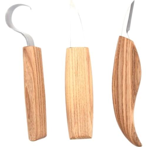 ABSF 3 Pcs Complete Wood Carving Tools Kit Knife Whittling Woodworking Set Includes Wooden Knife Universal Knife