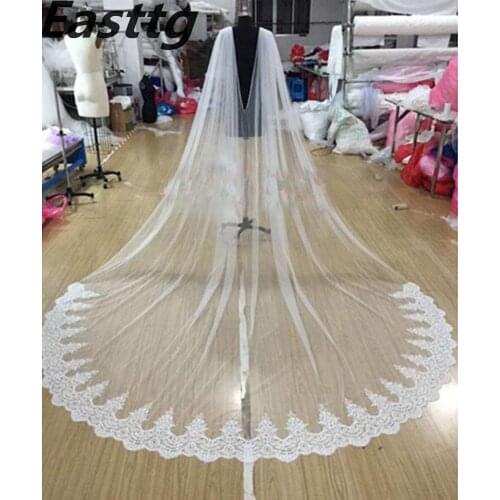 White/Ivory Lace Cape Veil 108"W x 120" (3 meter) Cathedral Long Wedding Bridal Cape Cloak Shawl Lace Trim Wedding Accessories