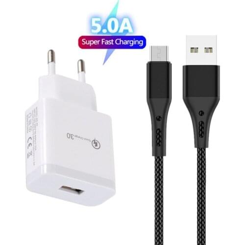 QC3.0 Fast Charger USB adapter for Samsung Huawei POCO M3 mobile phone Type C Cable For Xiaomi Mi 11 9T 10T 9 Redmi Note 10 Pro