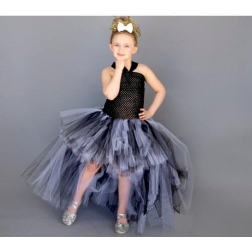 Black and White Kids Tutu Dresses for Girls Knee Length Halloween Costumes for Toddler Girls Children Summer Autumn Clothes