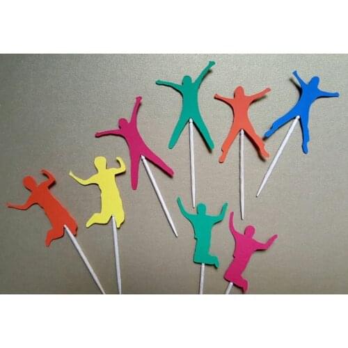 Jumping Kids Bouce House Birthday Cupcake Toppers baby shower wedding New Year Gender Reveal Party Decor food treats picks