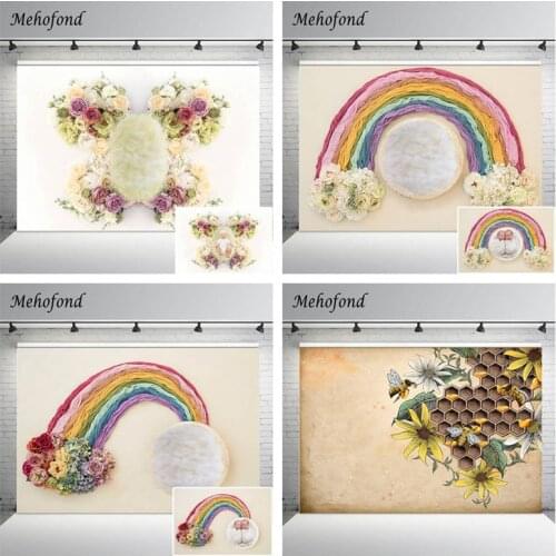 Mehofond Newborn Portrait Background Photography Props Rainbow Flower Honey Bee Backdrop For Photo Studio Photophone Photozone