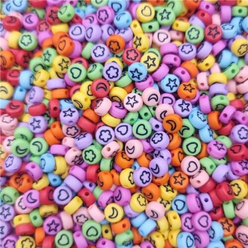 Hot 50Pcs 7MM Star Moon Acrylic beads Soild mixed Beads DIY For Jewellery Making